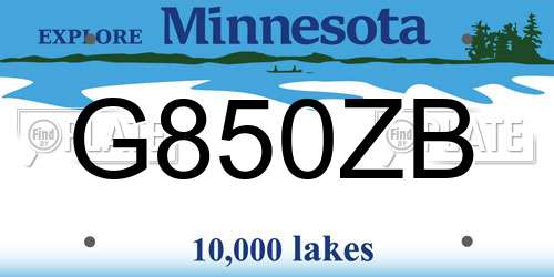 G850ZB Minnesota License Plate