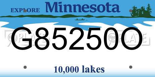 G85250O Minnesota License Plate