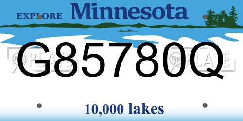 G85780Q Minnesota License Plate