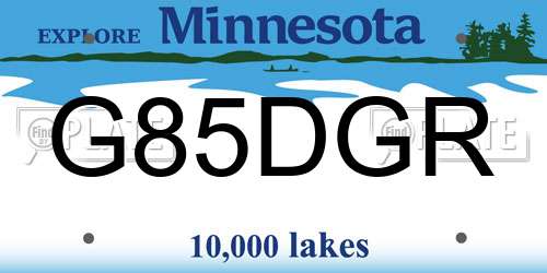 G85DGR Minnesota License Plate