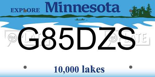 G85DZS Minnesota License Plate
