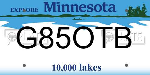 G85OTB Minnesota License Plate