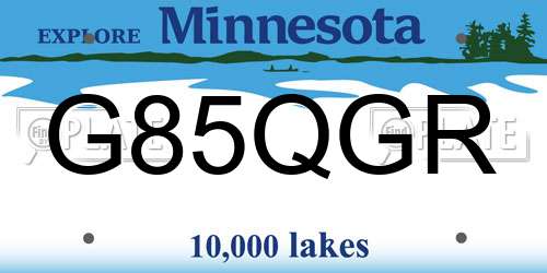 G85QGR Minnesota License Plate