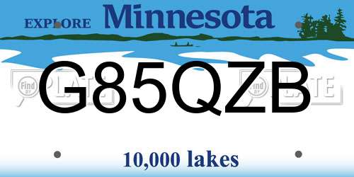 G85QZB Minnesota License Plate