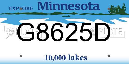 G8625D Minnesota License Plate