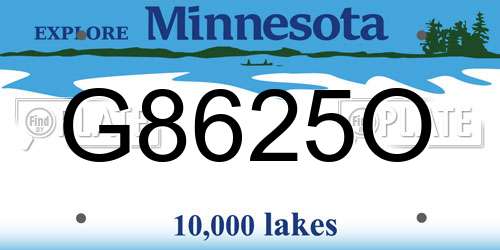 G8625O Minnesota License Plate