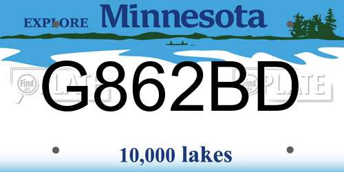 G862BD Minnesota License Plate