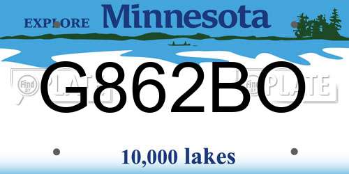 G862BO Minnesota License Plate