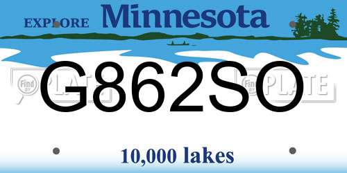 G862SO Minnesota License Plate
