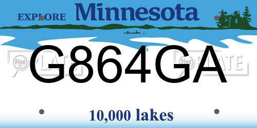 G864GA Minnesota License Plate
