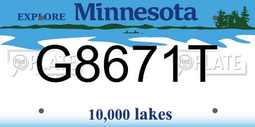 G8671T Minnesota License Plate