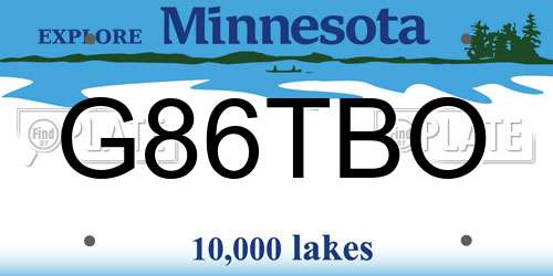 G86TBO Minnesota License Plate