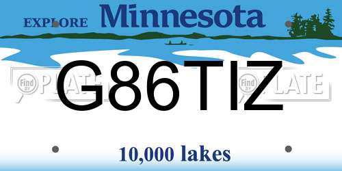 G86TIZ Minnesota License Plate