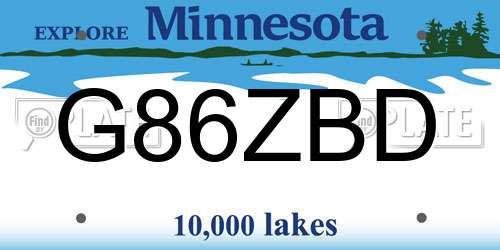 G86ZBD Minnesota License Plate