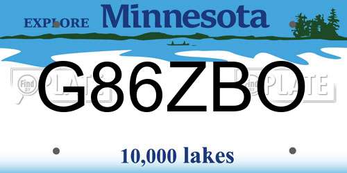 G86ZBO Minnesota License Plate