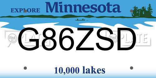 G86ZSD Minnesota License Plate