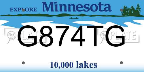 G874TG Minnesota License Plate