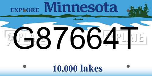 G87664T Minnesota License Plate