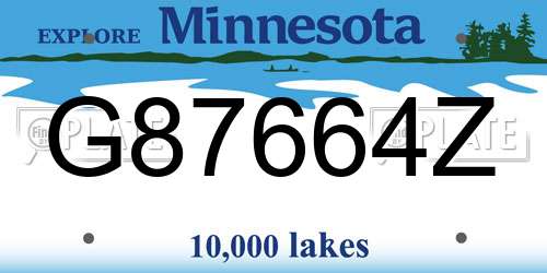 G87664Z Minnesota License Plate
