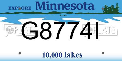 G8774I Minnesota License Plate