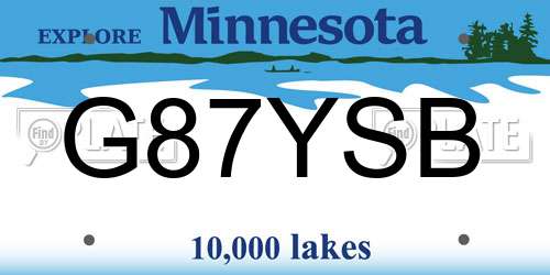 G87YSB Minnesota License Plate