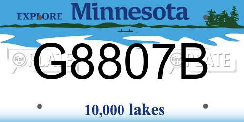 G8807B Minnesota License Plate