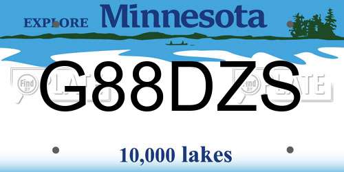 G88DZS Minnesota License Plate