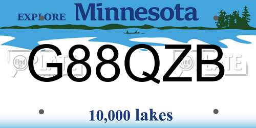 G88QZB Minnesota License Plate