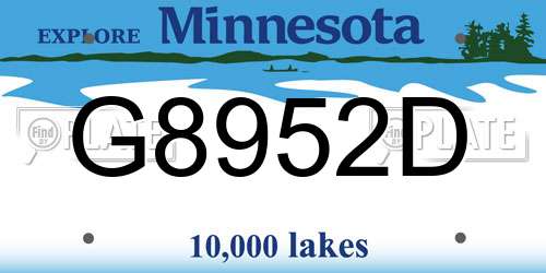 G8952D Minnesota License Plate