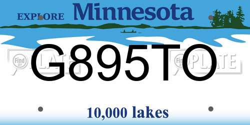 G895TO Minnesota License Plate