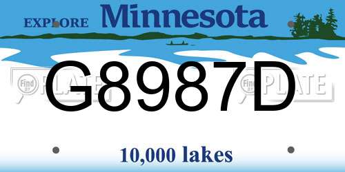 G8987D Minnesota License Plate