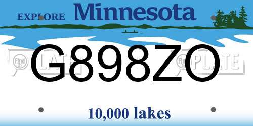 G898ZO Minnesota License Plate