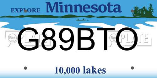 G89BTO Minnesota License Plate