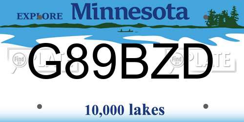 G89BZD Minnesota License Plate