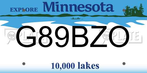 G89BZO Minnesota License Plate