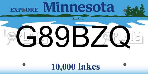 G89BZQ Minnesota License Plate