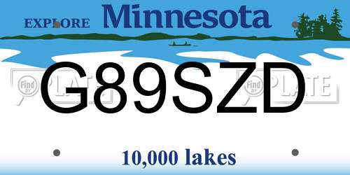 G89SZD Minnesota License Plate