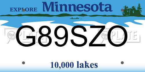 G89SZO Minnesota License Plate