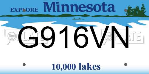 G916VN Minnesota License Plate