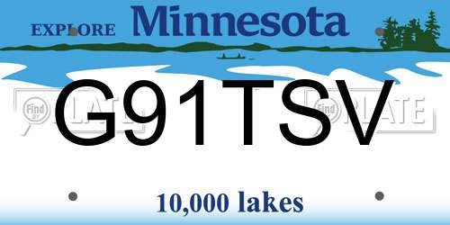 G91TSV Minnesota License Plate