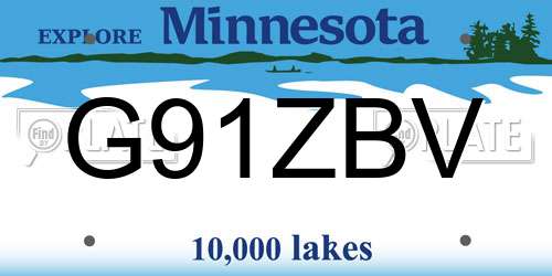 G91ZBV Minnesota License Plate