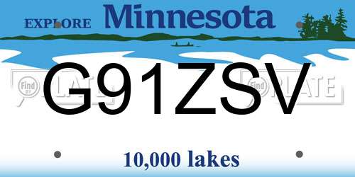 G91ZSV Minnesota License Plate