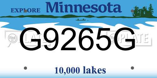G9265G Minnesota License Plate