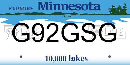 G92GSG Minnesota License Plate