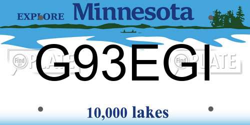 G93EGI Minnesota License Plate