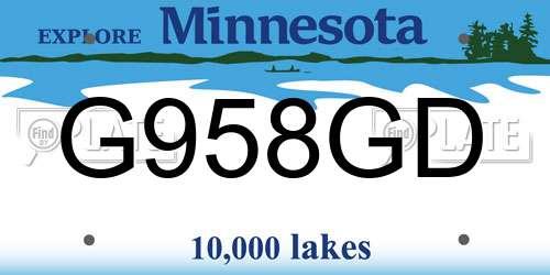 G958GD Minnesota License Plate