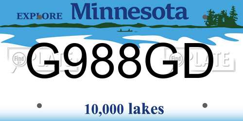 G988GD Minnesota License Plate