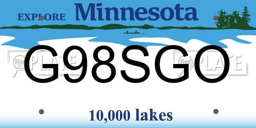 G98SGO Minnesota License Plate