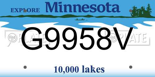 G9958V Minnesota License Plate