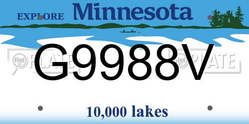 G9988V Minnesota License Plate